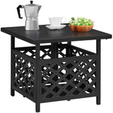 Yaheetech Outdoor Side Table with Umbrella Hole, Outdoor Table Base Metal Patio Side Table Coffee Table End Table for Garden, Pool, Deck - Bircata