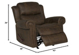 Rocker - Faux Leather Rolled Arm Recliner Chair, Distressed Saddle Brown