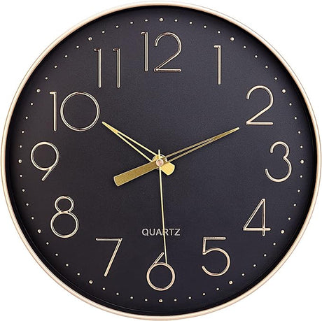 Wall Clock 12" Silent Non Ticking Arabic Numeral Clock Round Decorative Wall Clock for Office,