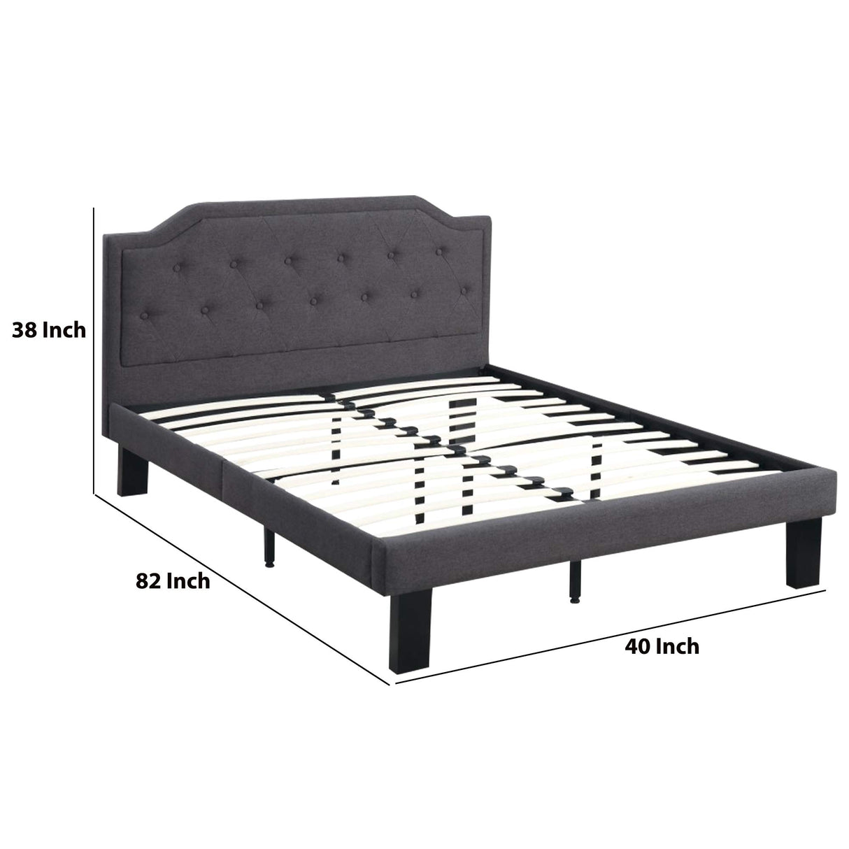 Ash Glorious Upholstered Wooden Twin Bed, Black