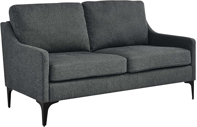 EEI-6021-LGR Corland Upholstered Fabric Loveseat, Light Gray