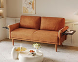 70" Loveseat Sofa with Foldable Side Table, Modern 2 Seater Couch with Rolled Arms,