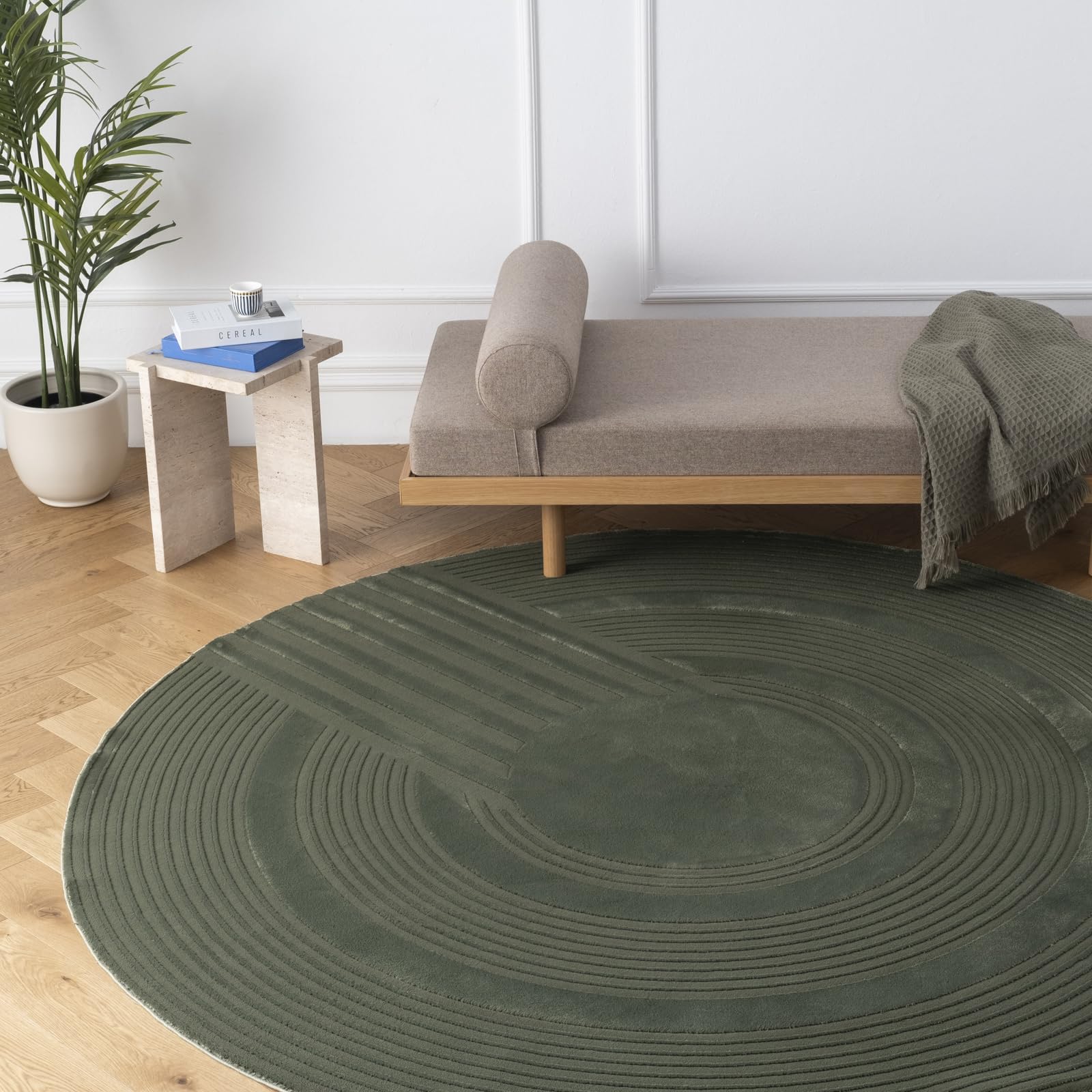 Revival Rugs Maru 8'x8' Washable Area Rug for Living Room Bedroom - 100% Recycled Oeko-TEX Certified, Medium Pile, Green