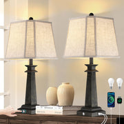 27.5" Farmhouse Table Lamps Set of 2 with USB Charging Ports