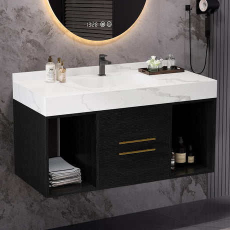 39.4 Inch Floating Bathroom Vanity,Bathroom Vanity with Sink,Bathroom Cabinet