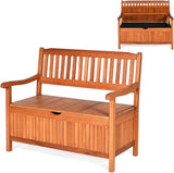 Wooden Outdoor Storage Bench Large Deck Box, Entryway Storage Bench w/Inner