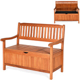 Wooden Outdoor Storage Bench Large Deck Box, Entryway Storage Bench w/Inner
