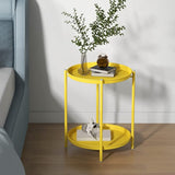 End Table, Round Metal Side Table with Removable Tray, Small Storage Side Table Outdoor