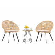 3 Piece Outdoor Bistro Set, Patio Wicker Chairs Set with Coffee Table
