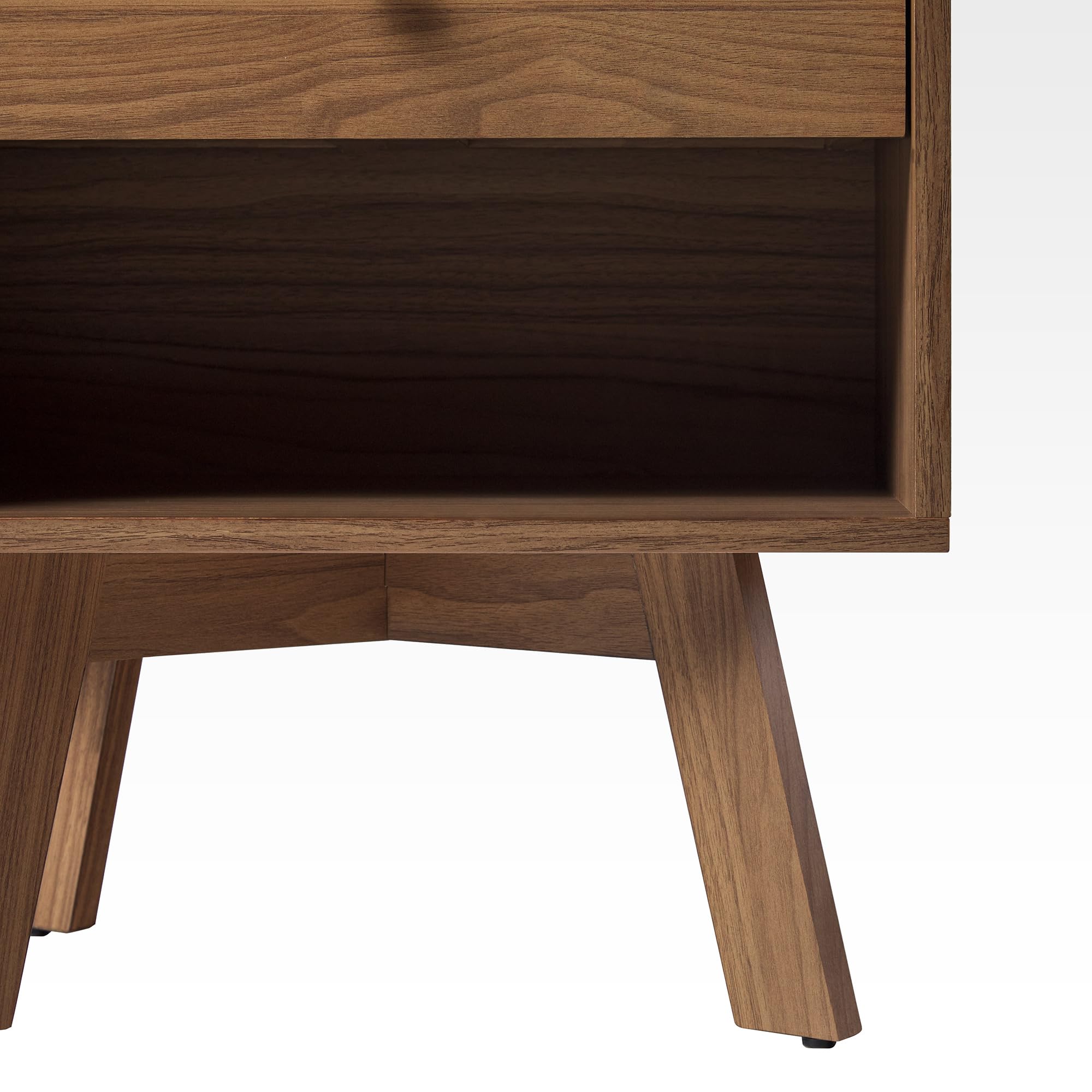 Mid-Century Modern 1-Drawer Nightstand Bedroom Storage Drawer and Shelf Bedside