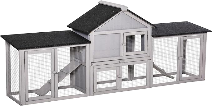 83" L Outdoor Rabbit Hutch, Guinea Pig Cage Indoor Outdoor Wooden Bunny Hutch