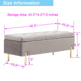 Upholstered Storage Bench Velvet Bed Bench with Storage Entryway Bench