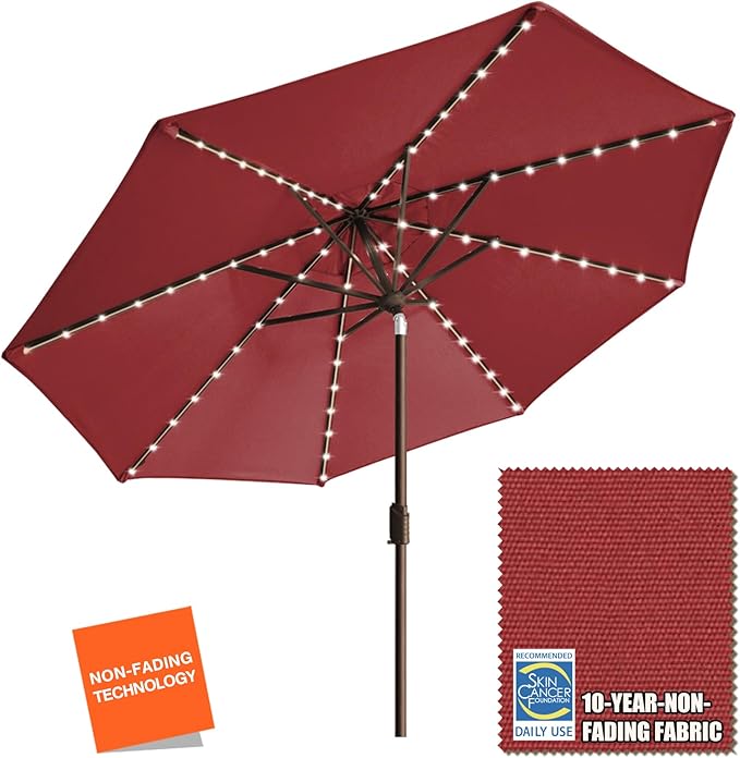 USA 10-Year-Non-Fading Solar 9ft Market Umbrella