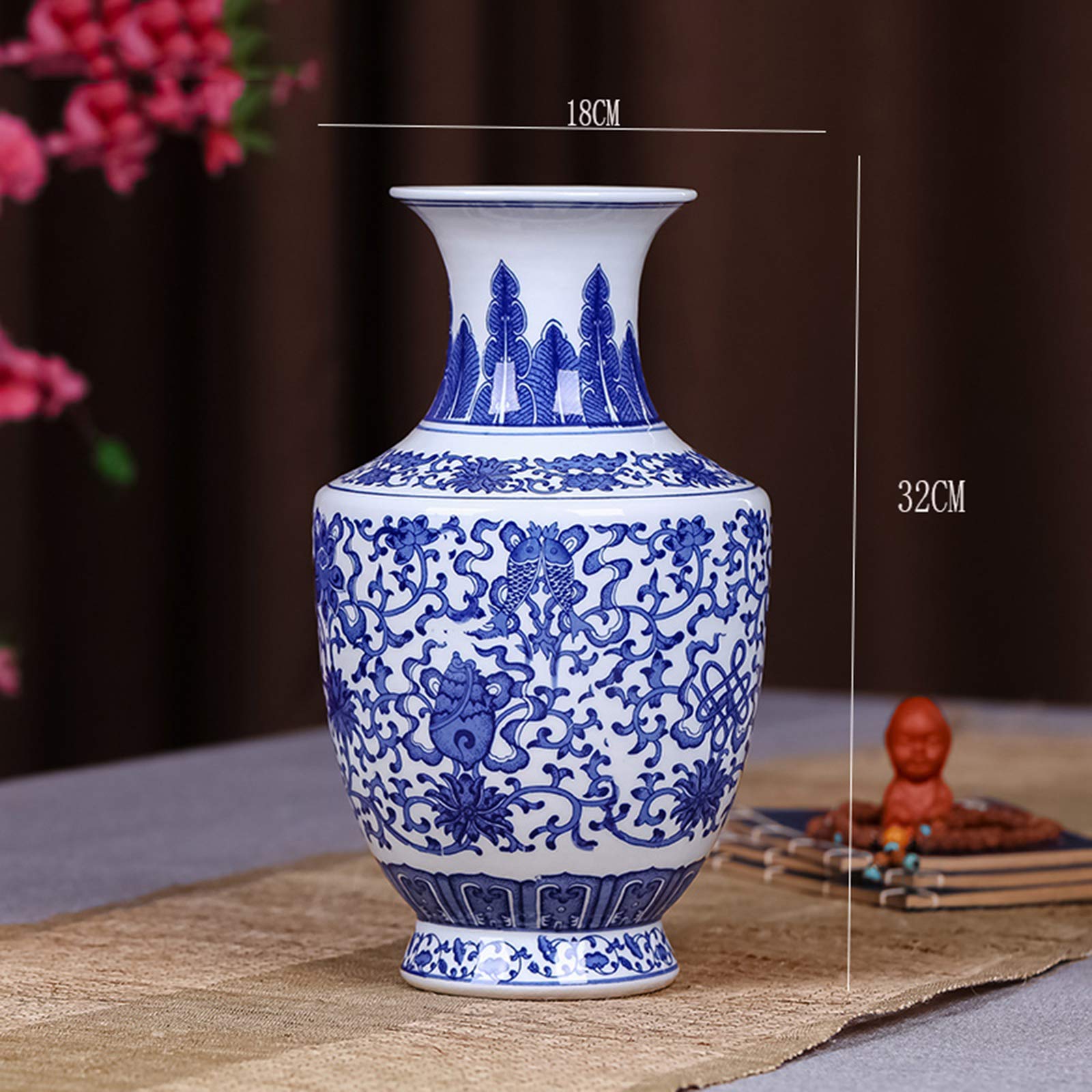 Hotel Lobby Decoration Vase Blue and White Porcelain Home Entrance Decorative