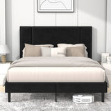 Queen Bed Frame, Velvet Upholstered Bed Frame Queen Size with Headboard, Mattress