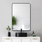 45" Round Mid Century Metal Frame Clear Beveled Mirror in Brass