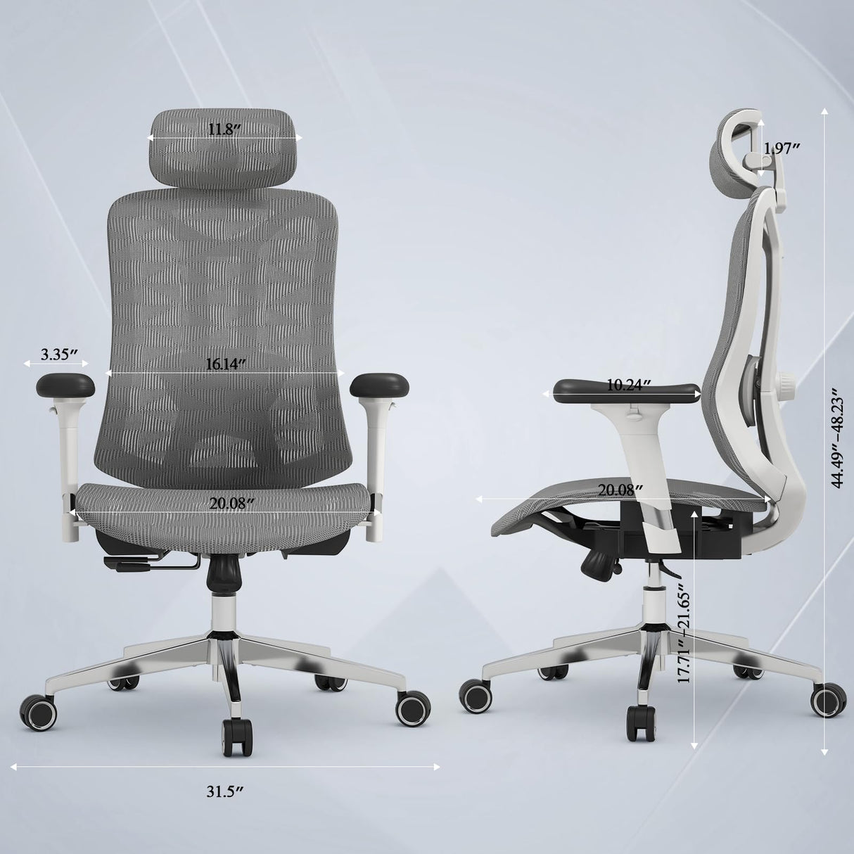 Ergonomic Office Chair: Seat Depth Adjustable Office Chair with 3D Lumbar Support