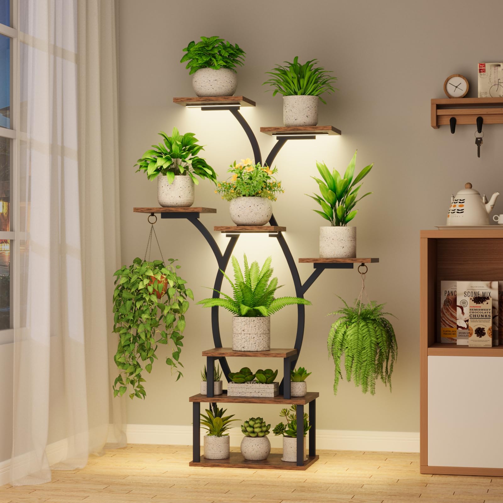Plant Stand Indoor with Grow Light, 8 Tiered Plant Shelf Indoor for Multiple Plant