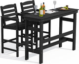 Outdoor Bar Table and Chairs Set, Adirondack Bar Chairs Set of 2 and Bar Height Table