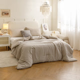 King Size Comforter Set Oatmeal, 3pcs (1 Boho Comforter & 2 Pillowcases), All Season