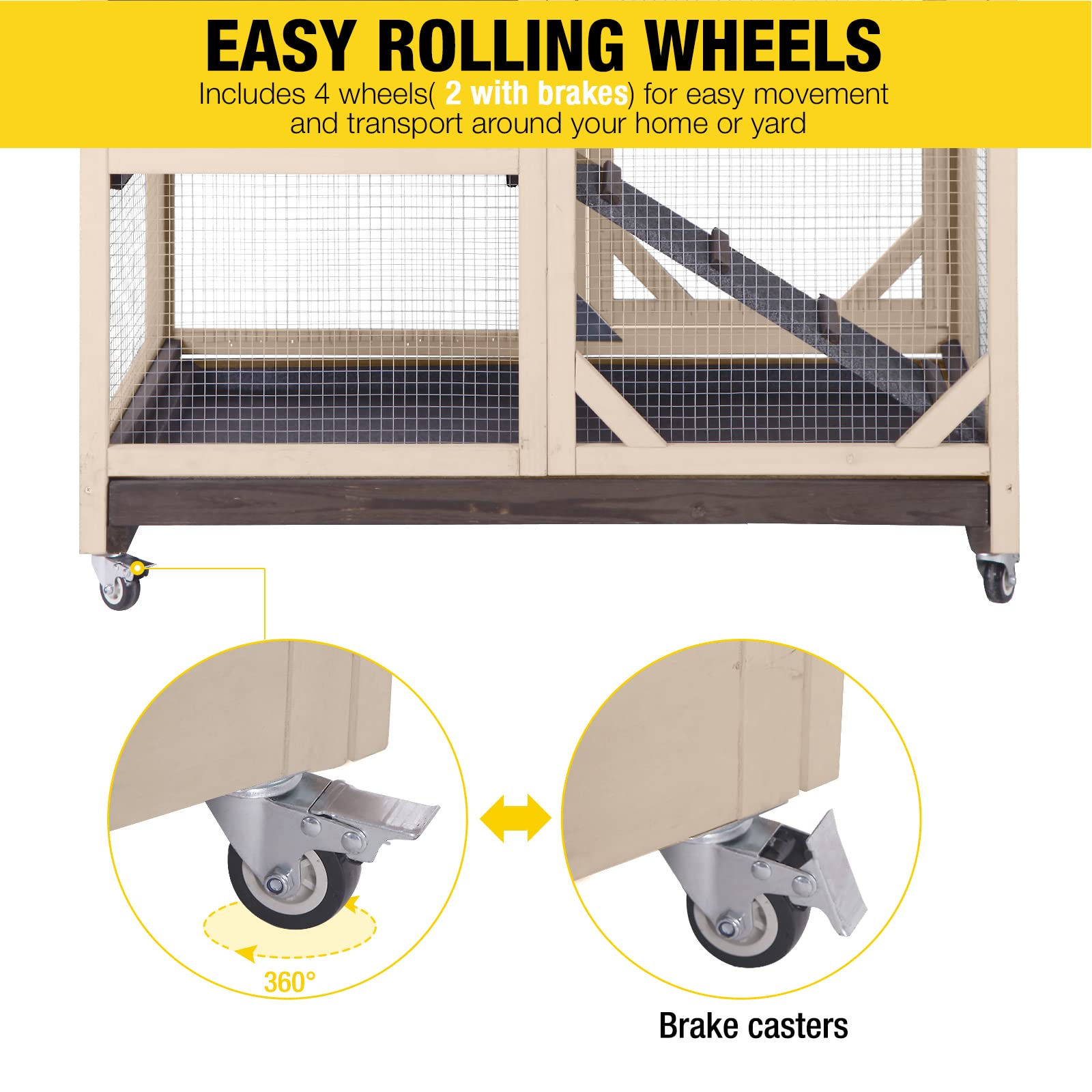 Rabbit Hutch Cage Outdoor and Indoor Bunny Hutch on Wheels
