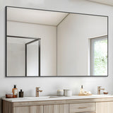 Black Bathroom Mirror, 48"X36" Rectangle Mirrors for Wall Metal Frame