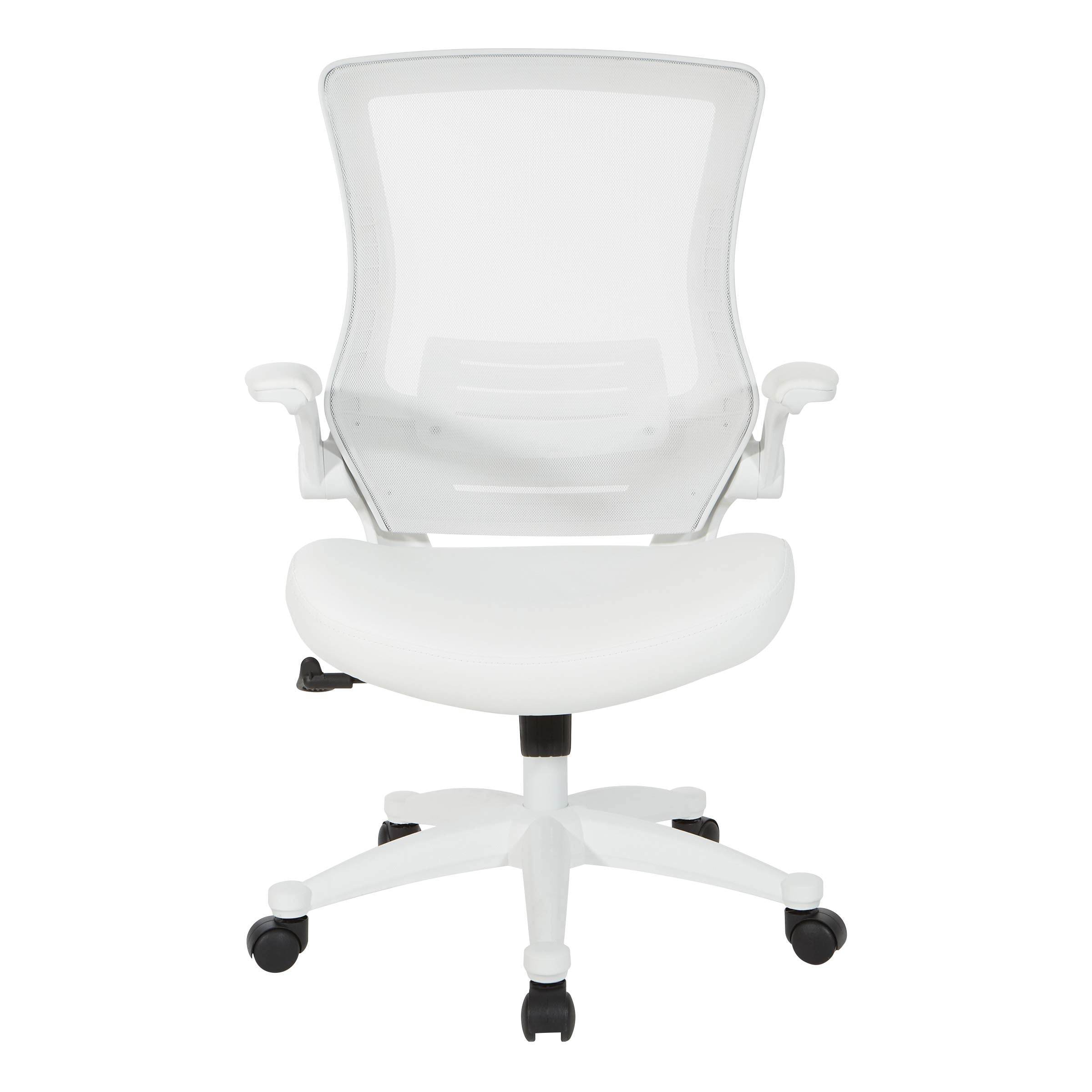 Ventilated White Screen Back Manager's Office Chair with Padded Color Flip Arms