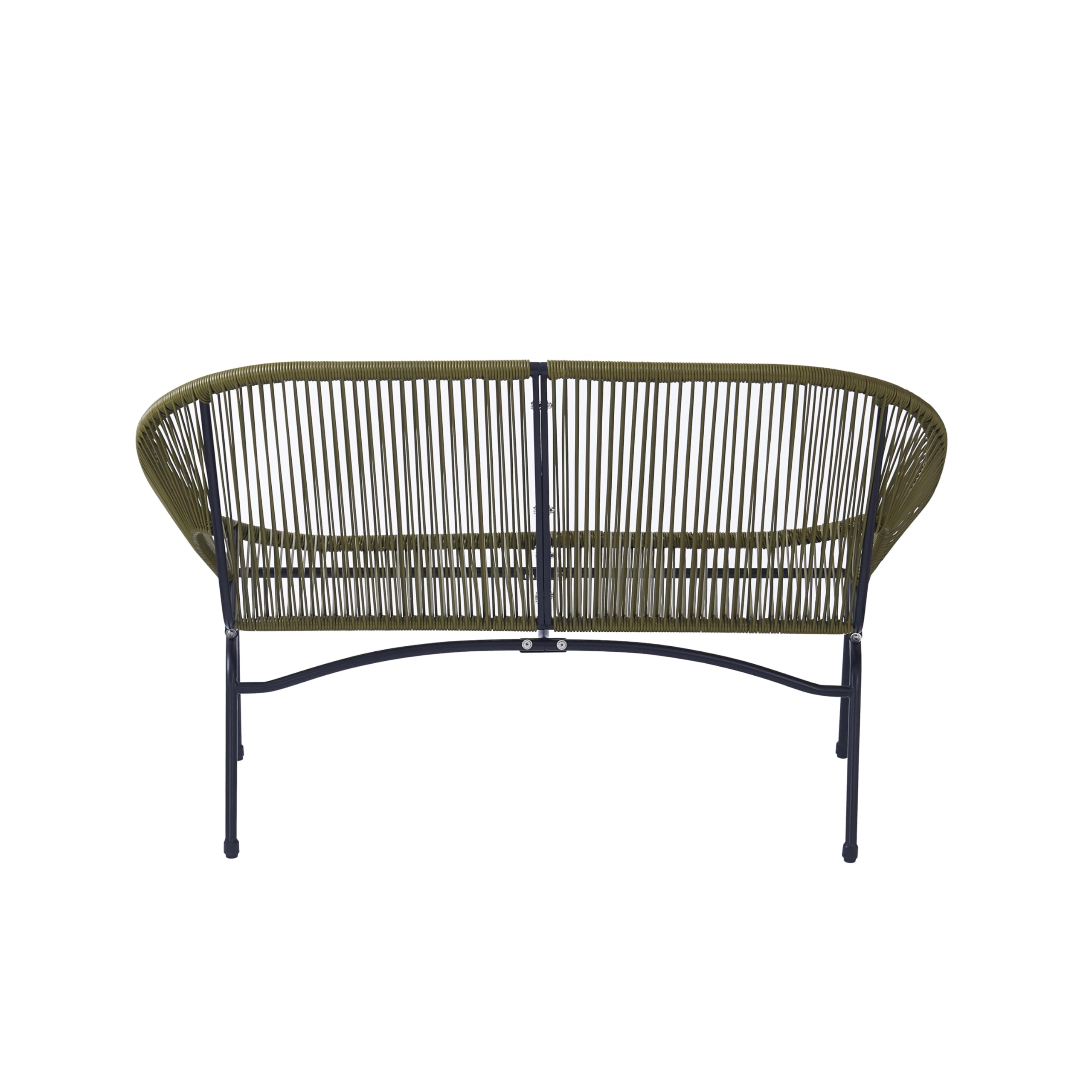 Dessa Patio Iron Frame and Wicker Loveseat, Outdoor 2-Seater Sofa