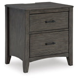 Signature Design by Ashley Montillan Casual 2 Drawer Nightstand with Power Supply and USB Ports, Gray