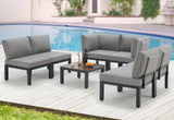 Outdoor Patio Furniture Set, Metal Patio Sectional Conversation Sofa, Black Wrought Iron