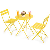 Outdoor 3 Piece Patio Bistro Set, Folding Bistro Table and 2 Folding Chairs