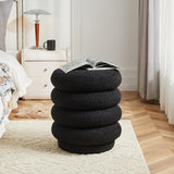 17.5'' Round Ottoman Foot Stool Fabric Storage Footrest Vanity Stool Chair