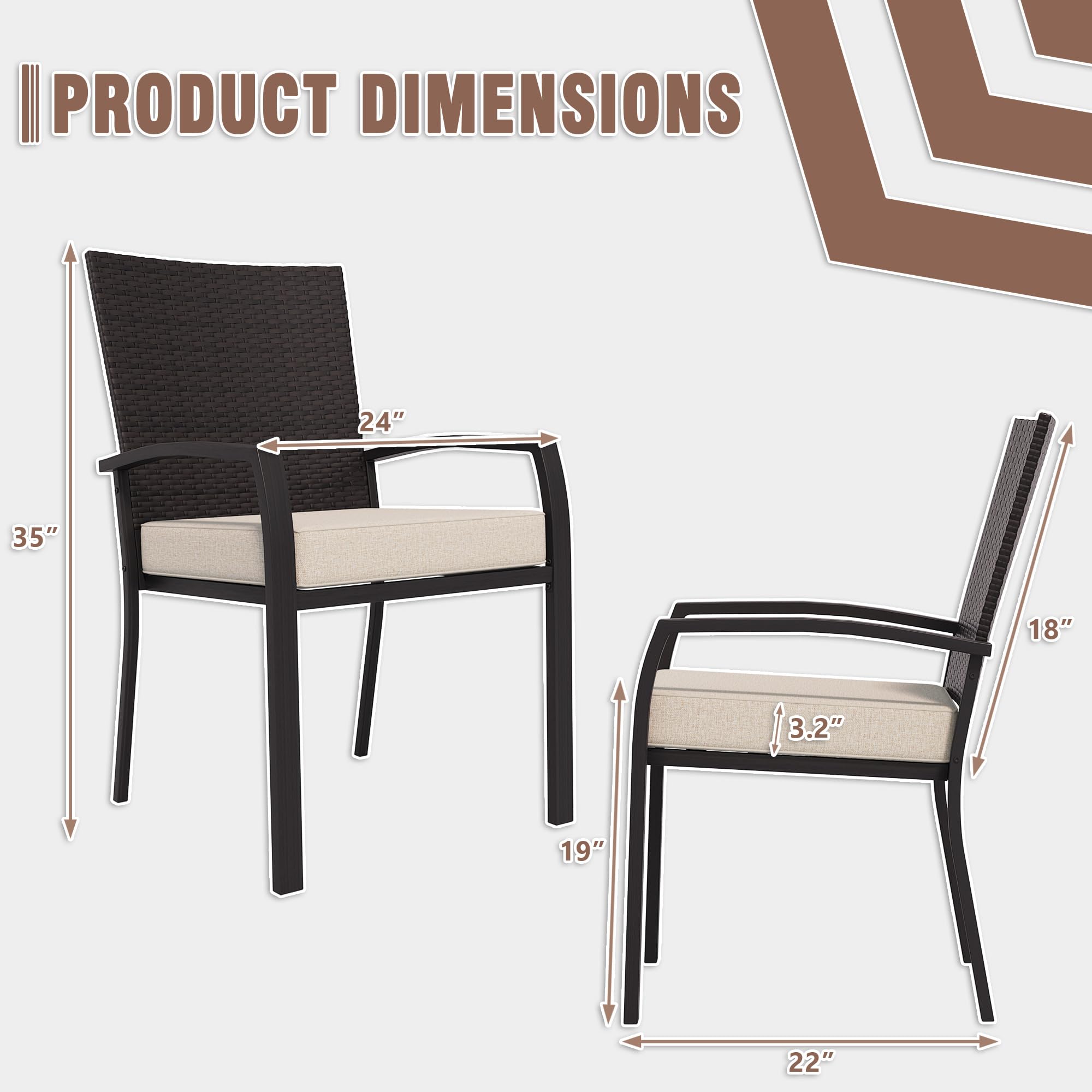 Qsoer 7-Piece Patio Dinning Set, All-Weather Use Outdoor Dinning Set for 6 with 1 Rectangular Table and 6 Metal Chairs for Deck, Porch, Poolside,Backyard