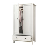 2 Door Wardrobe, Armoire with Drawer for Bedroom (White)