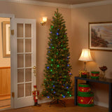 Pre-Lit 'Feel Real' Artificial Slim Downswept Christmas Tree, Green, Douglas Fir