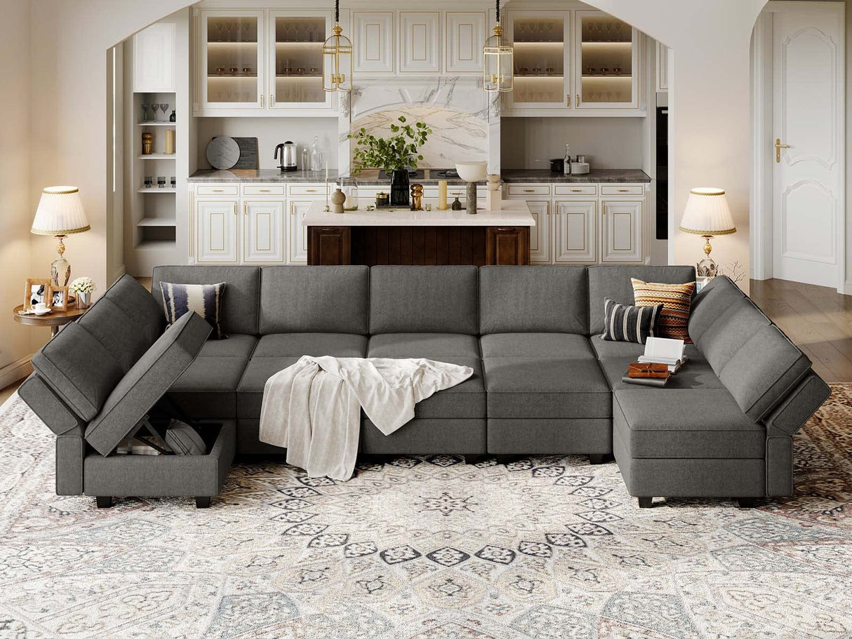 Shaped Couch Modular Sofa Reversible Storage Ottoman Sofa Oversized Couches