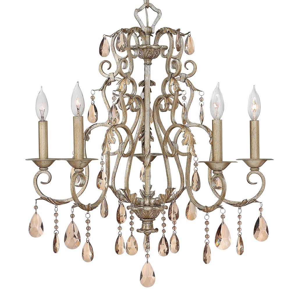 4775SL Crystal Accents Five Light Foyer from Carlton collection in Pwt, Nckl