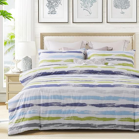 Comforter King Size, 600 Thread Count Cotton Golden & Blue Bohemian Pattern