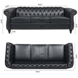 Chesterfield PU Leather Sofa, Upholstered PU Sofa with Tufted Back