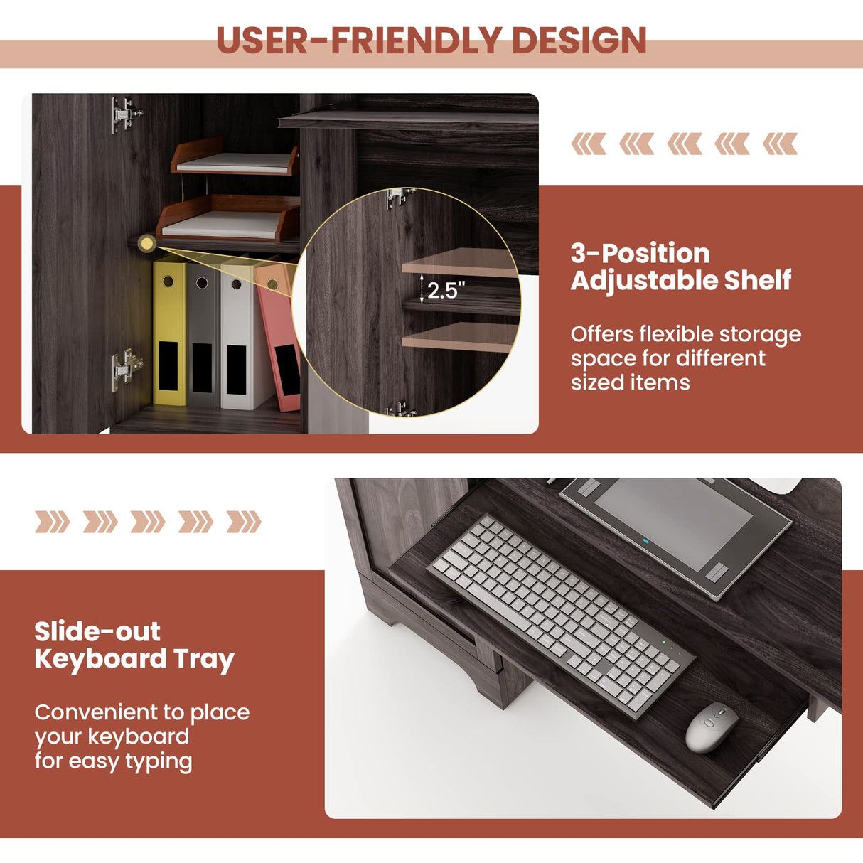 L-Shaped Office Desk with Storage Drawers & Keyboard Tray, Home Office Corner