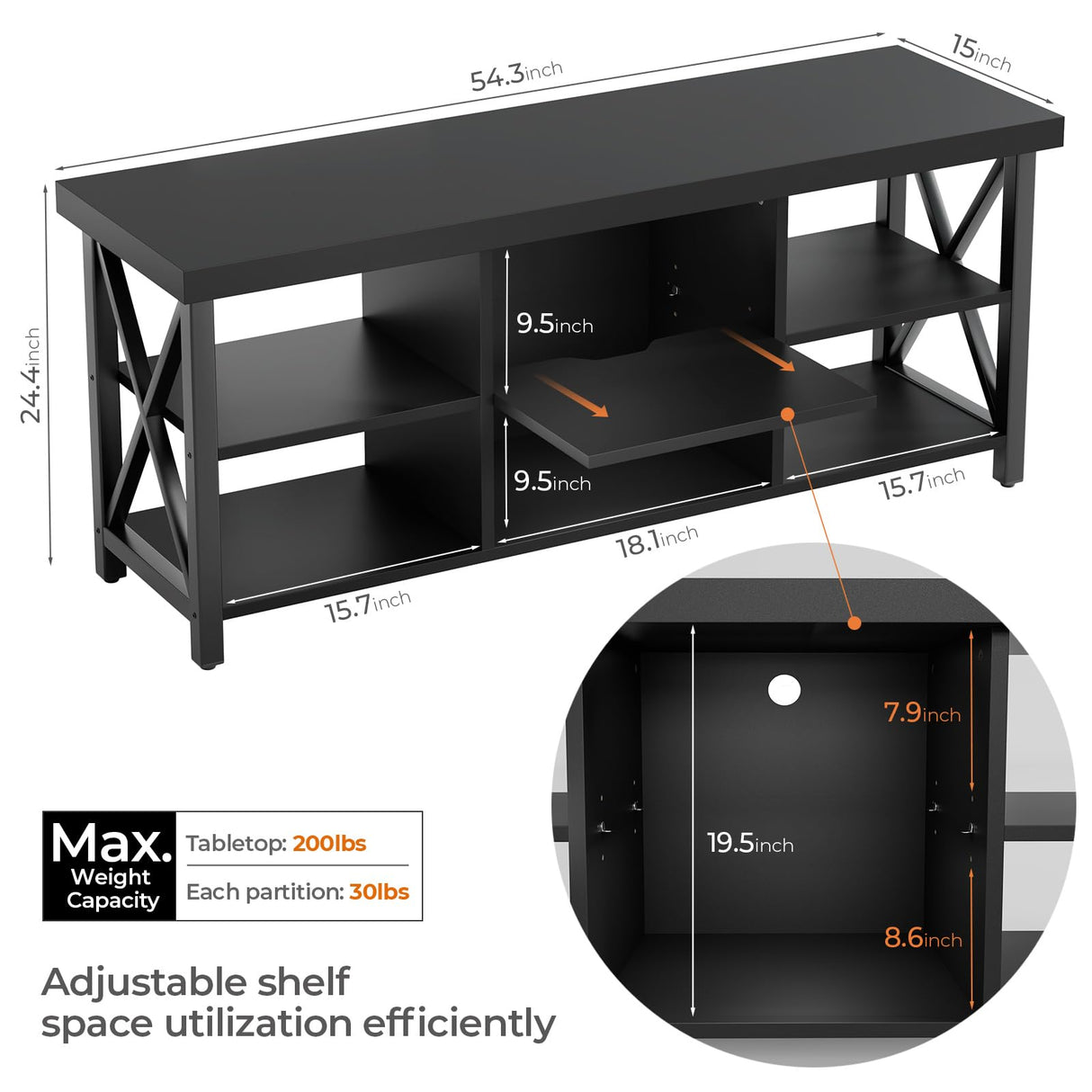 TV Stand for TV up to 65 inches, Entertainment Center with 6 Storage Cabinet