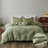 100% Washed Linen Duvet Cover with Embroidered,Queen Size(88"x 92")
