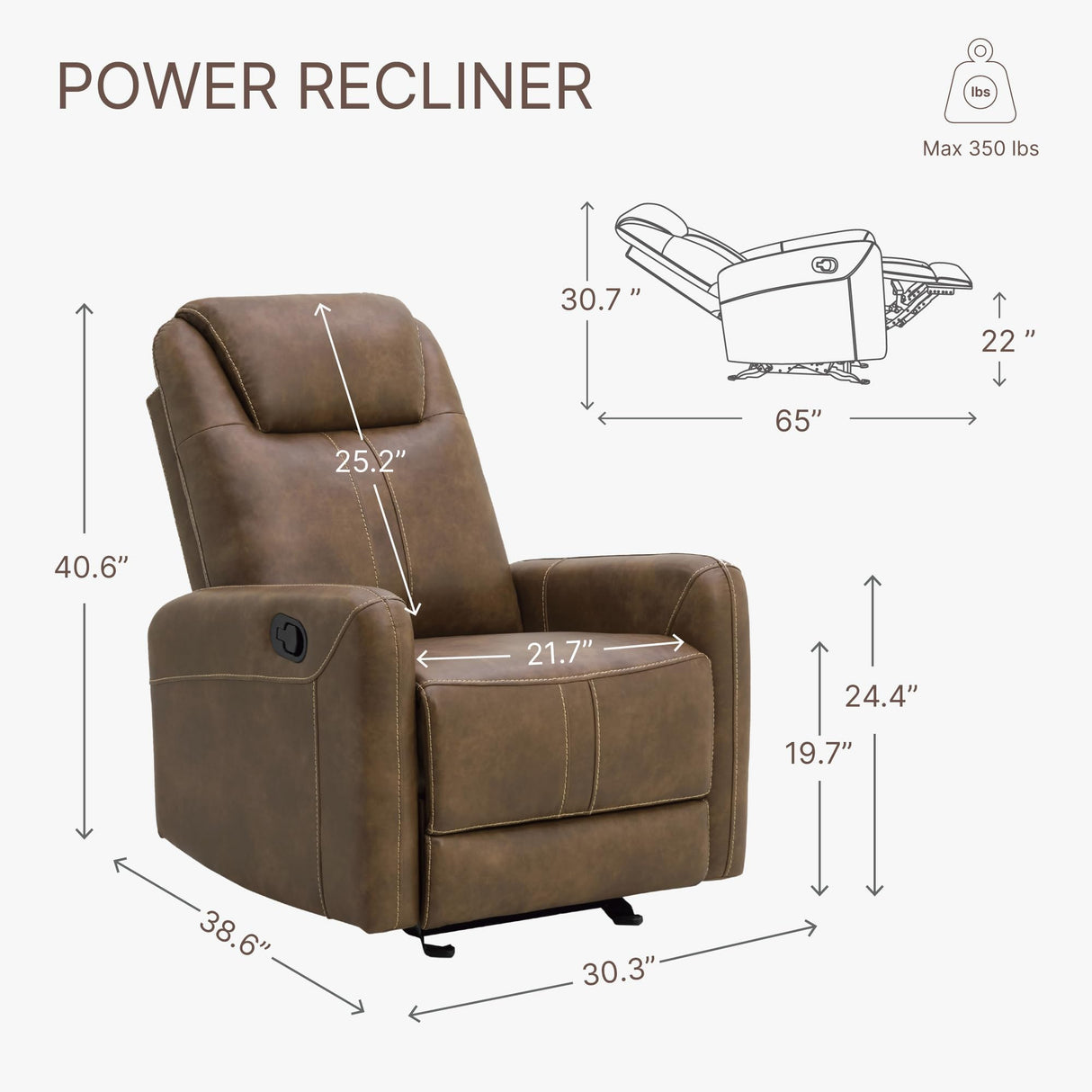 Leather Recliner Chair Faux Reclining Sofa Lazy Boy Glider Rocking Function