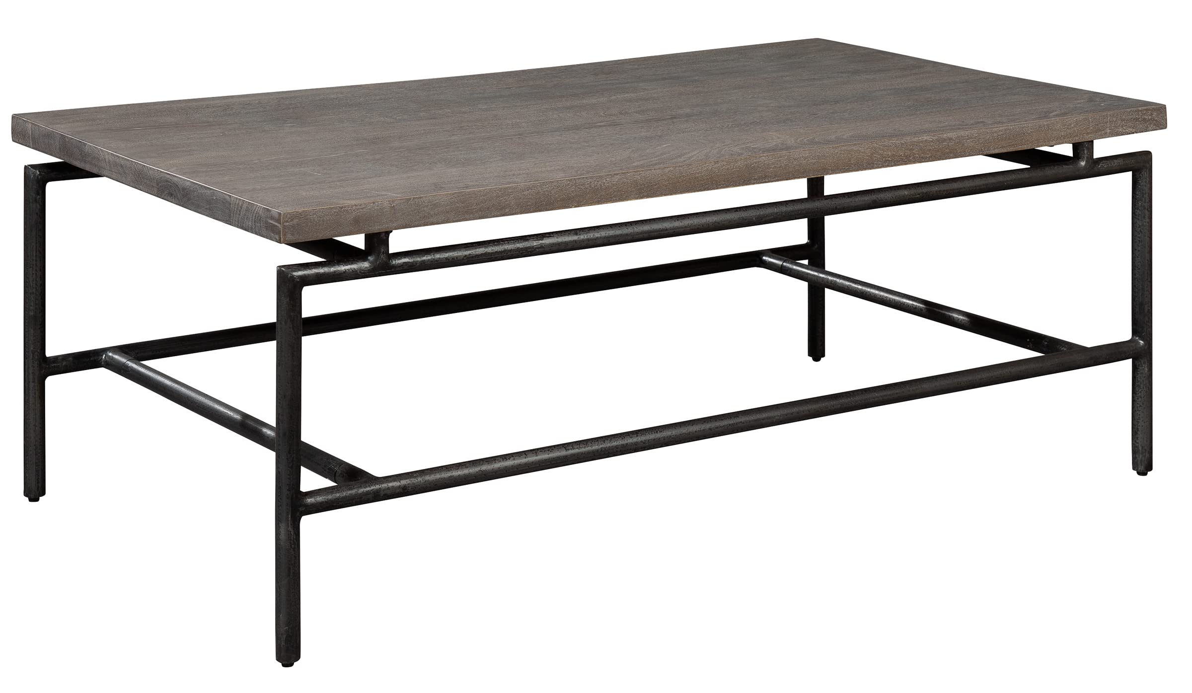 Furniture Rectangular Coffee Table – Grey Sedona Finish, Solid Mango Slab Top