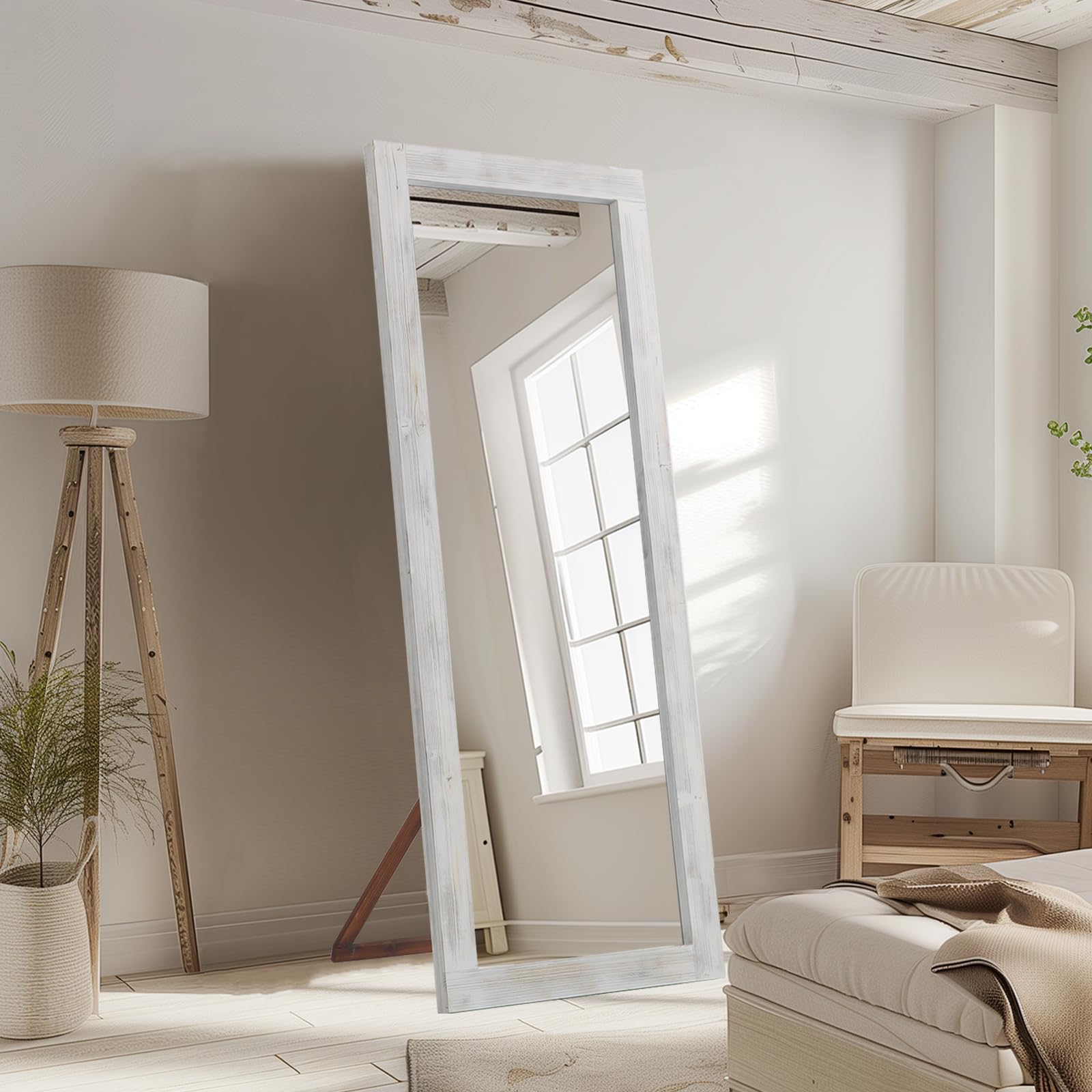 Full Length Mirror, 64"x21" Wood Frame Floor Mirror, Free Standing Mirror Leaning Hanging