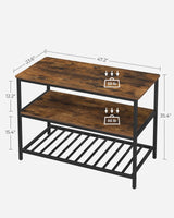 Kitchen Island with 3 Shelves, 47.2 Inches Kitchen Shelf with Large Worktop