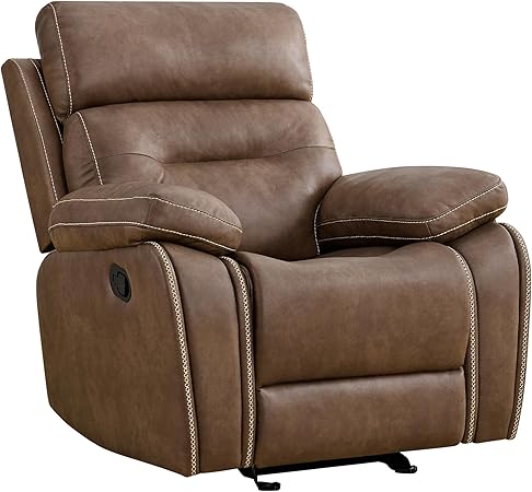 Kislot Faux Leather Glider Rocker Recliner – Manual Push-Back, Ergonomic Comfort