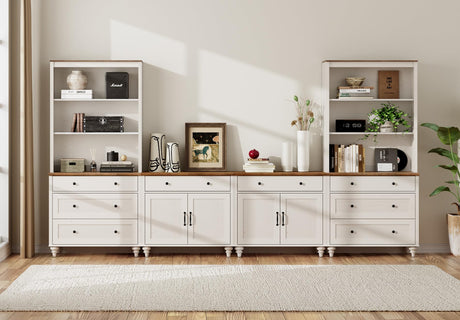 Entertainment Center with Bookshelves for TVs up to 75", Farmhouse Wall