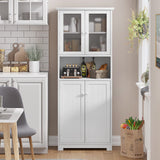 Tall Bathroom Storage Cabinet, Large Floor Cabinet with Open Compartments and 2