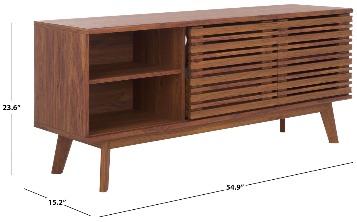 SAFAVIEH Home Collection ESMA Walnut Low Sideboard Media Stand Fits up to 60" Flatscreen TV